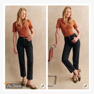 Sezane The Iconic Straight Leg Jean Black